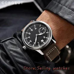 Corgeut 45 мм Мужские механические часы стерильные циферблат наручные часы 17 камней ST36 6497 Рука обмотки часы