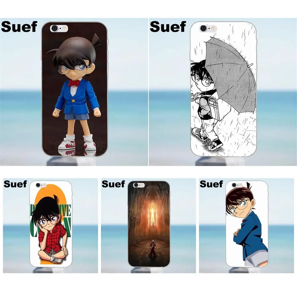 Мягкий телефон Capa детектив Conan edogawa для iPhone X 4 4S 5 5S 5C SE 6 6S 7 8 Plus Samsung Galaxy J1 J3 J5 J7 A3 A5 2016
