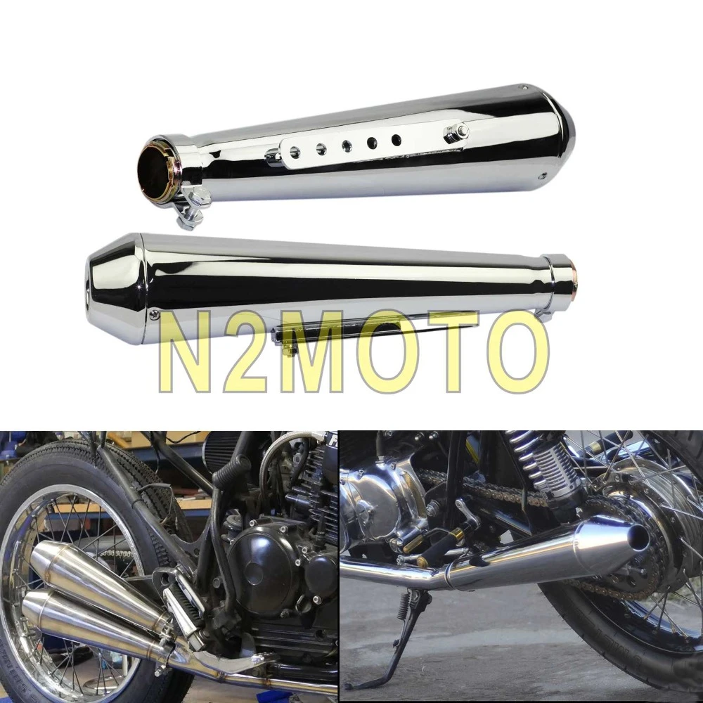 De escape de la motocicleta Sistema Universal De escape de la motocicleta retro pipa del silenciador con silenciador for Harley Cafe Racer Bobber Chopper personalizada De escape de la motocicleta comp