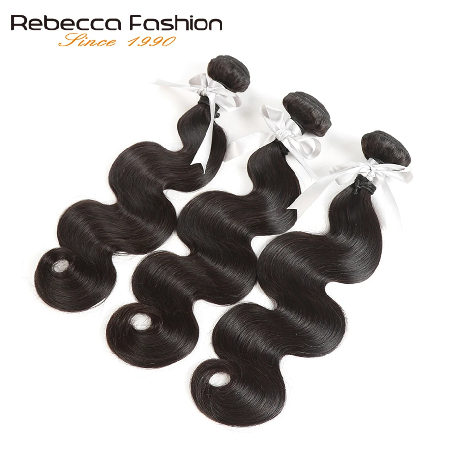 Rebecca Non Remy Malaysian Body Wave Human Hair 3 Bundles With Frontal 13x4 Lace Frontal Closure With Bundles Free Shipping