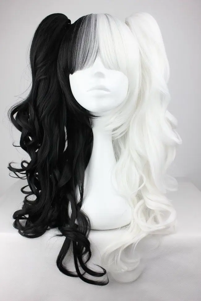 

HOT sell Free Shipping >>>Cosplay Lolita Long Curly Black Mixed White Women Synthetic Anime Party Wig