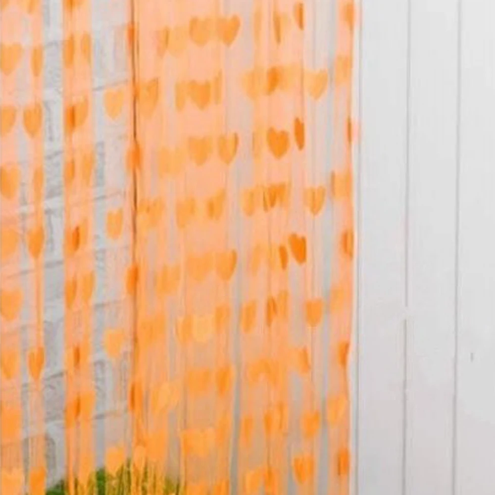 Роскошные современные романтическое сердце линия двери занавес, тюль, штора для гостиной, делитель шторы поставки свадебного декора - Цвет: orange