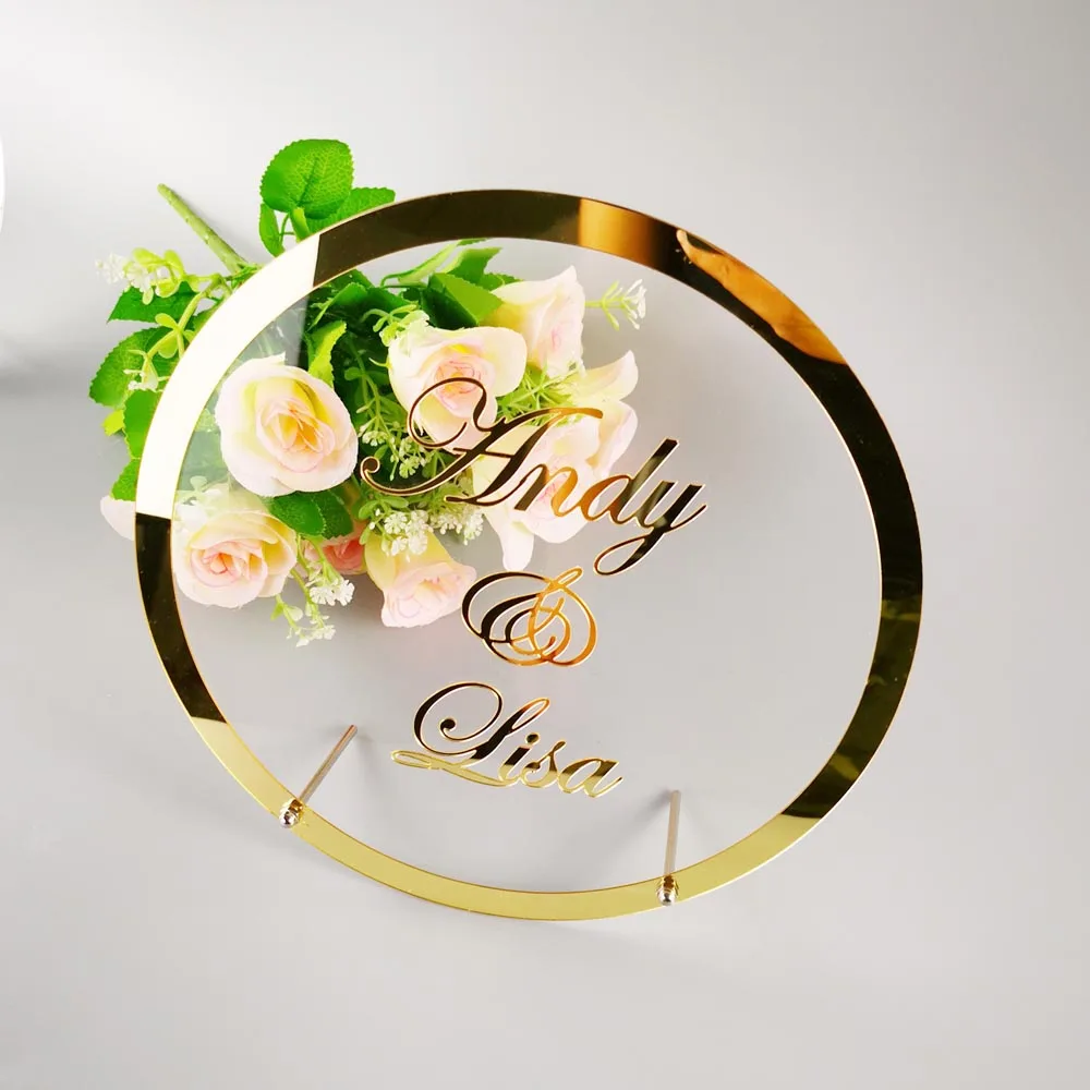 Personalized Welcome Guests Word Sign Party Decor Favor Plate with Nail Any Language Custom Wedding Bride Name Mirror Frame