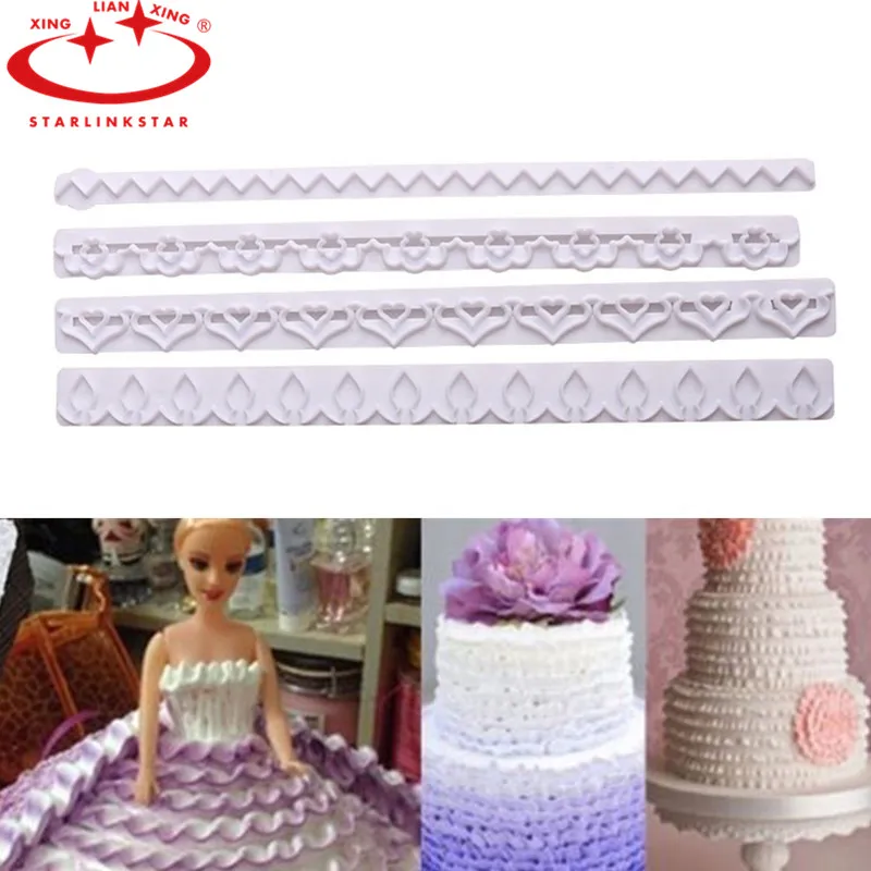 

4Pcs/Set Plastic Laciness Cake Embossing Dies Mold Craft Cutting Mold DIY Heart Cake Decoration Tools Embossing Dies