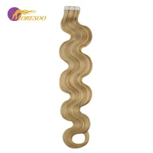 Moreso волнистые накладные волосы на ленте#14, светлые,#613, бразильские человеческие волосы Remy, кожные пряди волос, 20 шт., 50 г