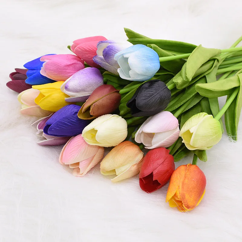 

30pcs/lot Multicolor Artificial Tulip Flowers for DIY Wedding Bouquet Festival Home Party Tulip Decoration Fake Flower Supplies.