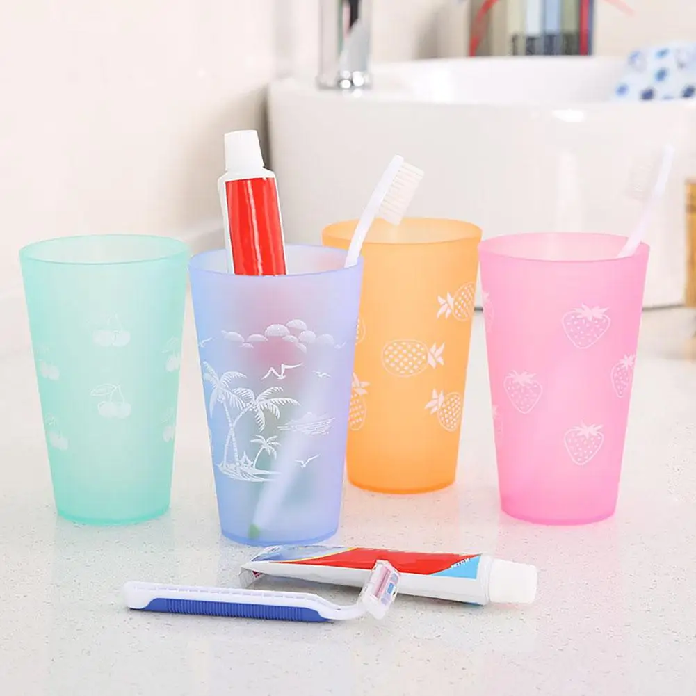 

Multifunctional Practical Plastic Tooth Brushing Wash Water Tea Cup Drinkware Bathroom Tumbler Accessories Candy Color Brush Cup