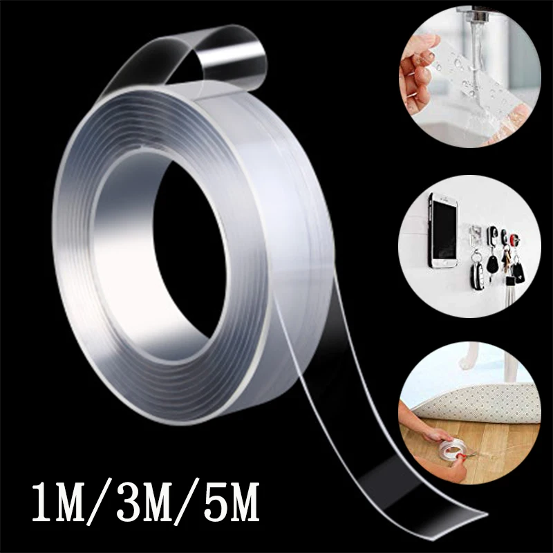 

Washable Transparent Nano Magic Tape Double-sides Adhesive Tape Sticker Traceless Waterproof Electical Tape Tool For Home Repair