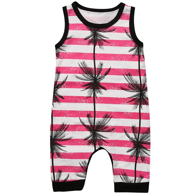 

New Fashion Baby Rompers 2017 Summer Girls Floral Striped Jumpsuit Newborn Baby Girls Romper Sleeveless Cotton Outfits Clothes