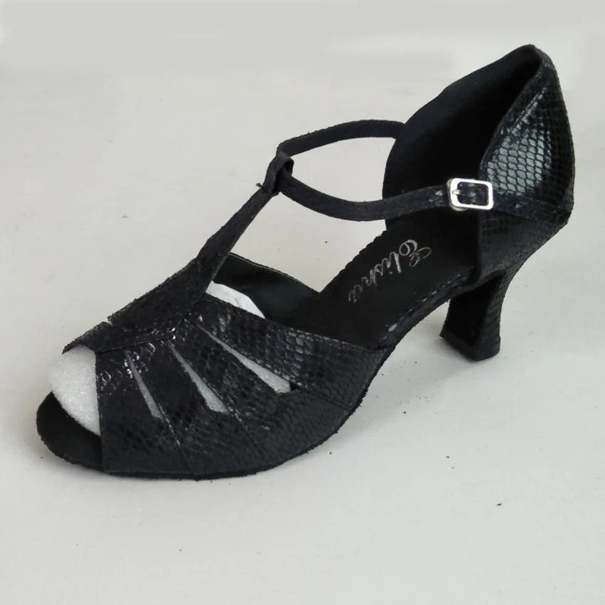 Elisha Dance Shoe 7cm Cuban Heel Women's Black Open Toe Latin Salsa