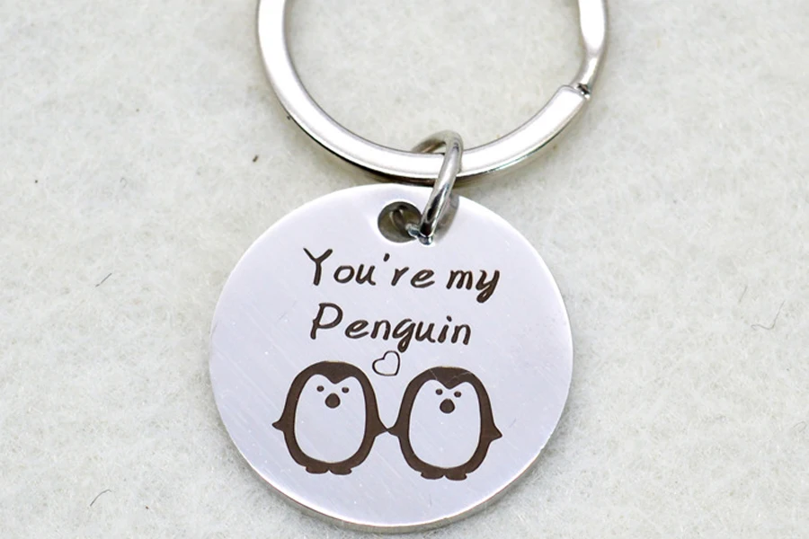 Цепочка для ключей с гравировкой с принтом «You Are My Penguin для влюбленных для парня девушки костюм в подарок Нержавеющая сталь кольцо для ключей драйвер держатель