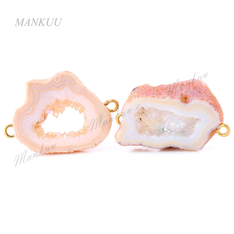 DRF134 Hot Trendy Random Shape Geode Drusy Druzy Pendant Connectors with Double Bails New Jewelry Supplies 18*24mm-25*25mm Jewelry Findings