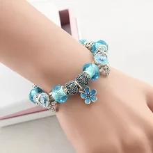 

NEW! Perfect logo Charm Engraved S925 Silver bangle charms rose bracelet DIY women party jewely fashion With Rose Clasp,1pz