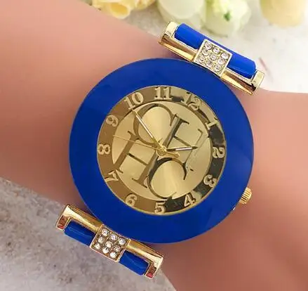 Горячая Распродажа модные черные Geneva повседневные CHHC кварцевые женские часы с кристаллами силиконовые часы Relogio Feminino мужские наручные часы