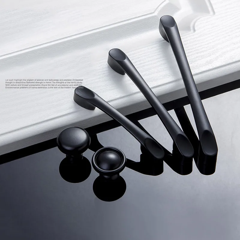 High Quality Solid Metal Black Handle Cupboard Wardrobe Knob Door Pull Drawer Modern Minimalist Furniture Hardware Handles High Quality Solid Metal Black Handle Cupboard Wardrobe Knob Door Pull Drawer Modern Minimalist Furniture Hardware Handles