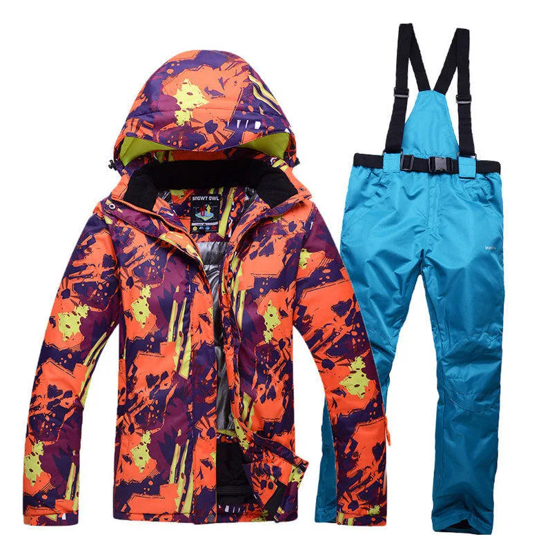 Мужской лыжный костюм, водонепроницаемый, ветрозащитный, 10000, теплый, уплотненный,, зимний, для улицы, лыжная куртка и нагрудник, лыжные штаны, мужские модели