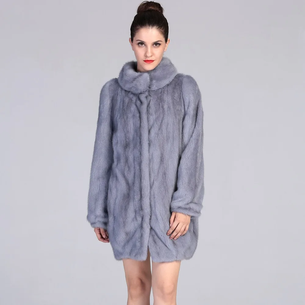 AAA 2016 Top Fashion Genuine Mink Fur Coat For Woman Winter Long Sleeve Turn down Collar Natural