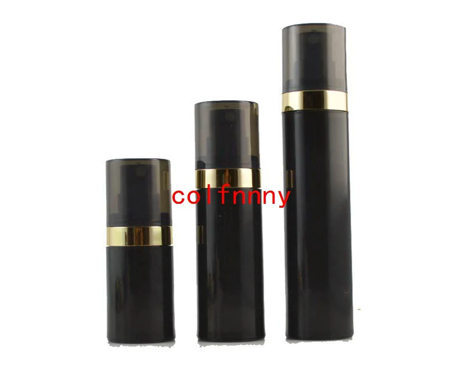 

100pcs/lot15ml 30ml 50ml Black airless pump sprays vacuum plastic bottle lotion bottle Refillable Bottles Container for cosmetic