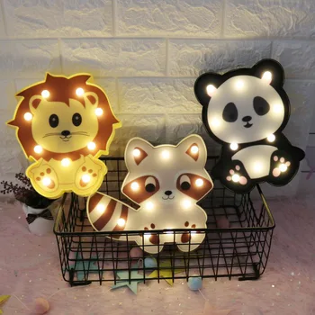 

3D LED Lion Panda Night Lights Colorful Animal Cute LED lamp Battery Powered Luminaria Bedside Table Lamp Children's Day Gift