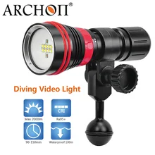 Archon водонепроницаемый 100 м фонарь для дайвинга Max 2000 люмен фонарь для дайвинга белый/красный светодиодный подводной съемки