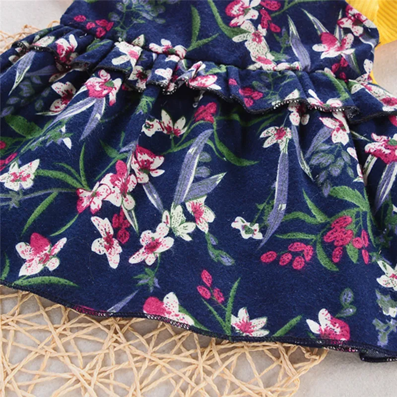 Summer new Toddler Baby Kids Girls Ruched Ruffles Floral Flowers Princess Dresses Clothes fashion cute design (14)