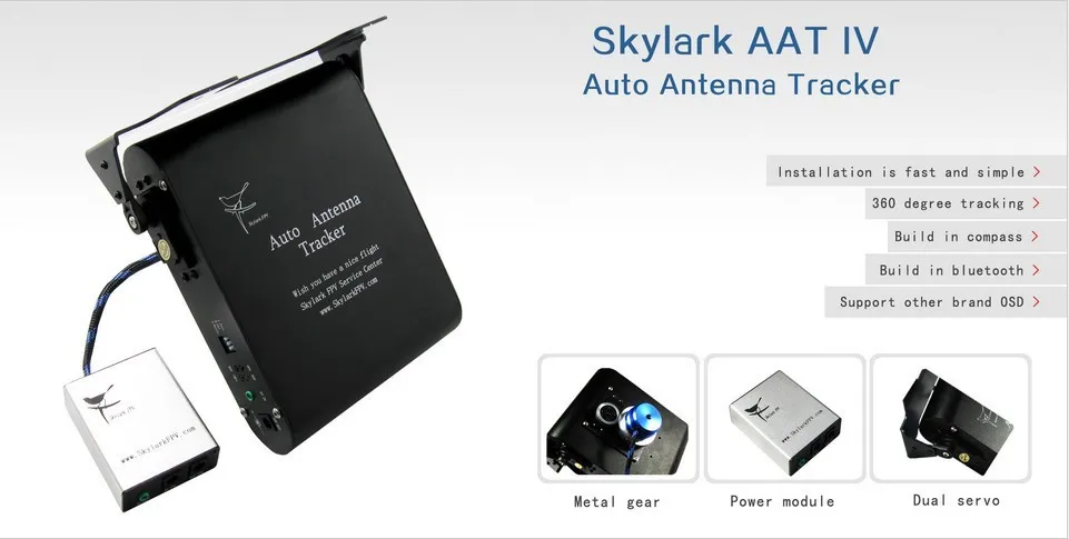 US $315.81 New Version Skylark AAT IV Auto Antenna Tracker With Compass Bluetooth For FPV Support Other Brand OSD W Metal Gear Power Module