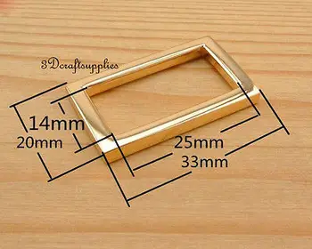 

Rectangle Rings webbing Belt buckle alloy gold 25mm 1 inch 10pcs U101