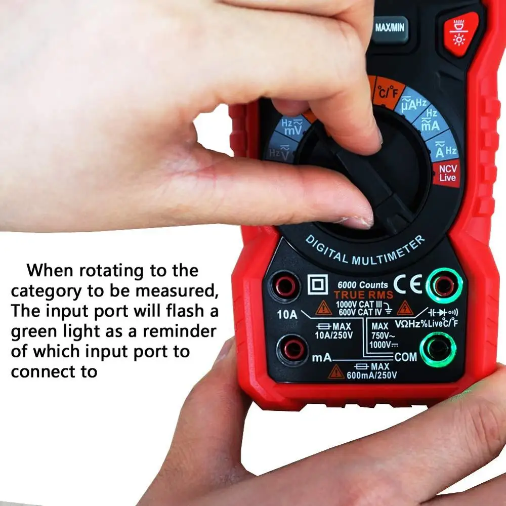 Goedkoop 6000 Telt Auto Variërend Multifunctionele Multimeter NCV, AC, DC Stroom Detector Diode Elektronische Tester met LCD Backlight Rood
