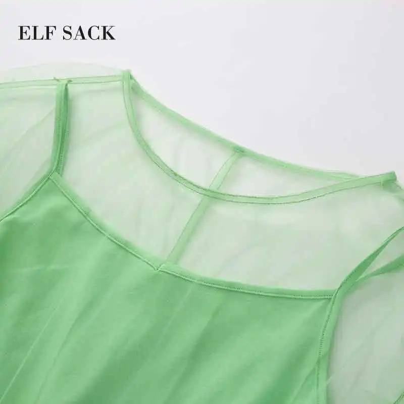Женское шифоновое платье ELFSACK розовое однотонное ТРАПЕЦИЕВИДНОЕ ПЛАТЬЕ до