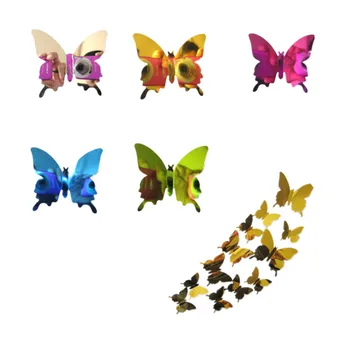 

12PCs/Lot Creative Mirror Silver 3D Butterfly Wall Stickers Party Wedding Decor DIY Home Decoration for Living Room Wall Decal