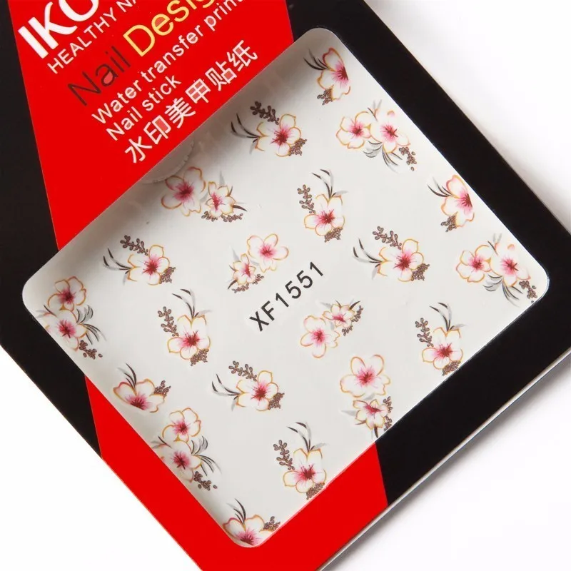 Ikonna xf1551 Morning glory пять листья и кисточки дизайн ногтей наклейки | Красота здоровье