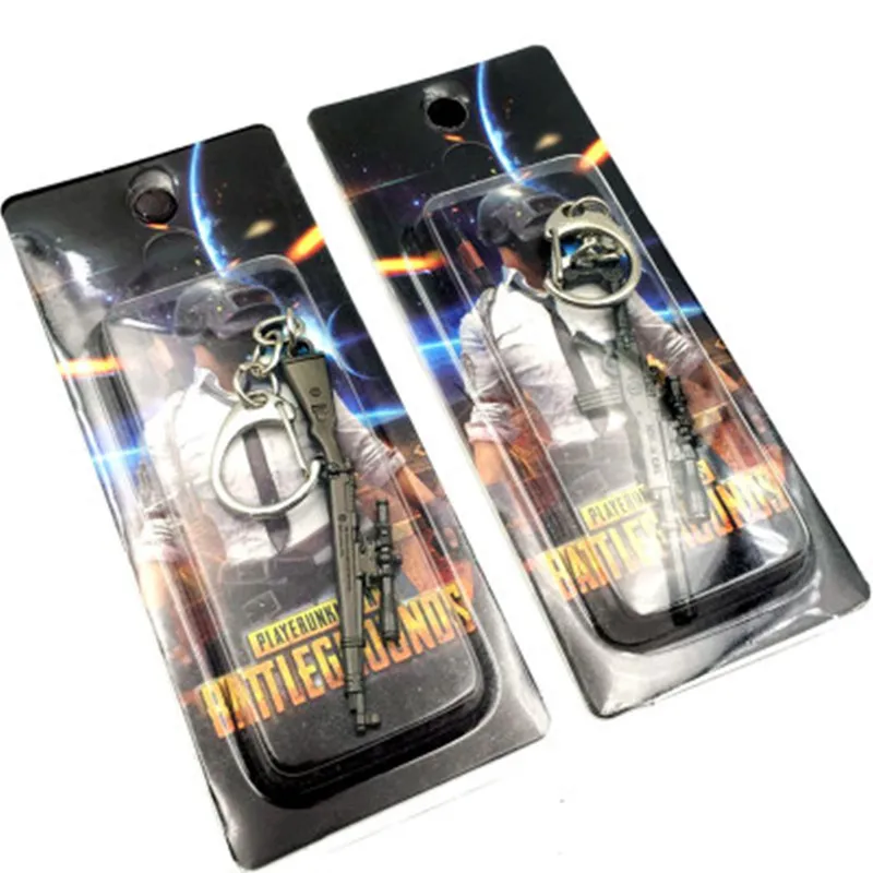 

2019 Hot Game 14 Style Mini PUBG Weapon Gun Keychain M416 AWM Keychain Metal Alloy Key Ring Key Holder 6cm Blister Card Package