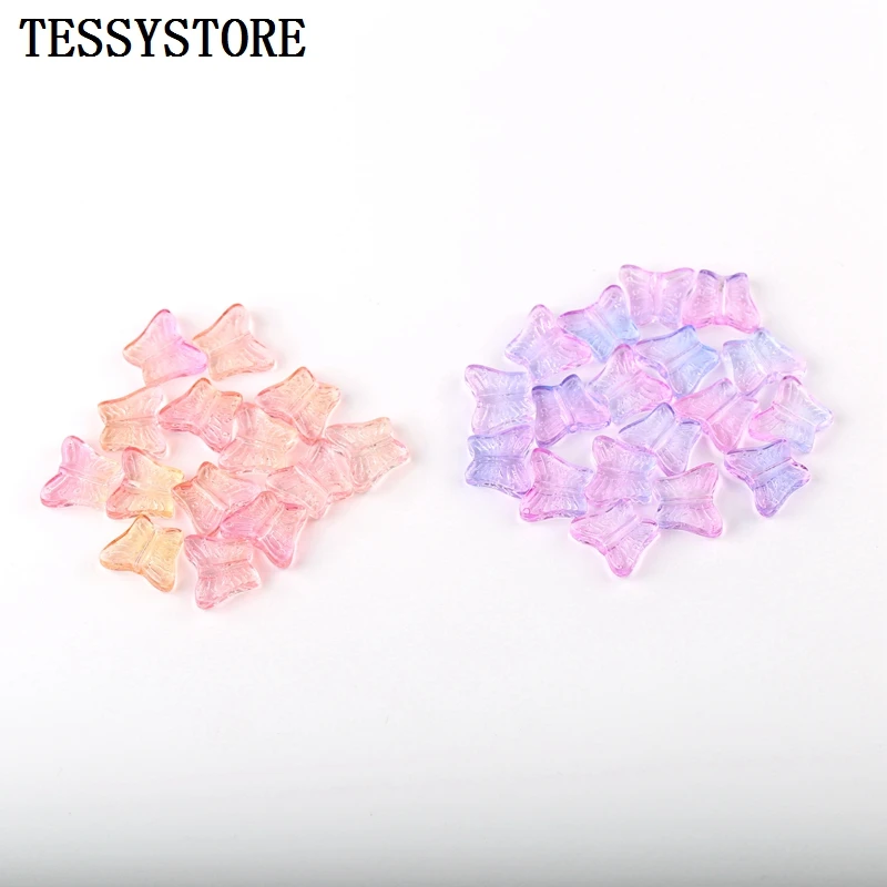 

10pcs Small Butterfly Shape Lampwork Beads Multi Gradient Color Glass Beads For Jewelry Making Handmade DIY Accessories