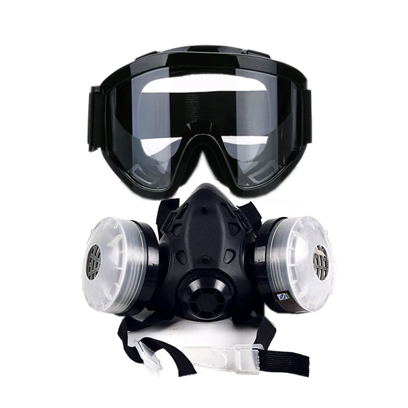 Полуреспиратор для лица, противогаз с противотуманными очками, защита для лица, химическая дыхательная Пылезащитная маска для окрашивания, спрей, сварка
