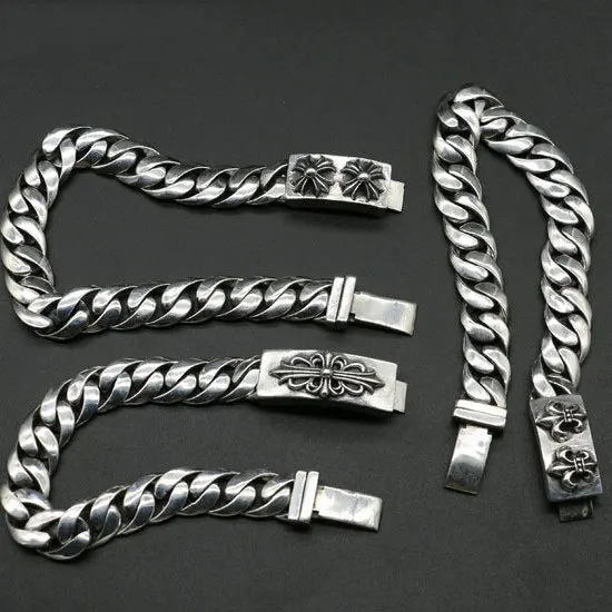 

Hip-Hop Punk S925 Sterling Silver Cross Bracelet Homme Men And Women Japan And South Korea Retro Thai Silver Fashion Jewelry