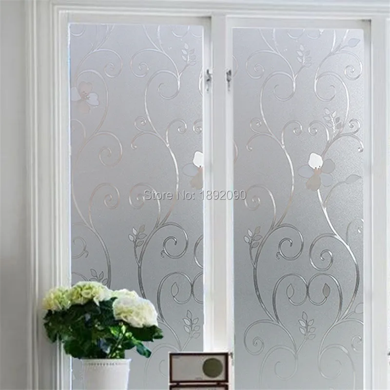 

2017 Wide 45/60/90cm Frosted Privacy Glass Window Film Static Cling Adhesive Embossed Window Sticker Home Decor Toilet Mirror