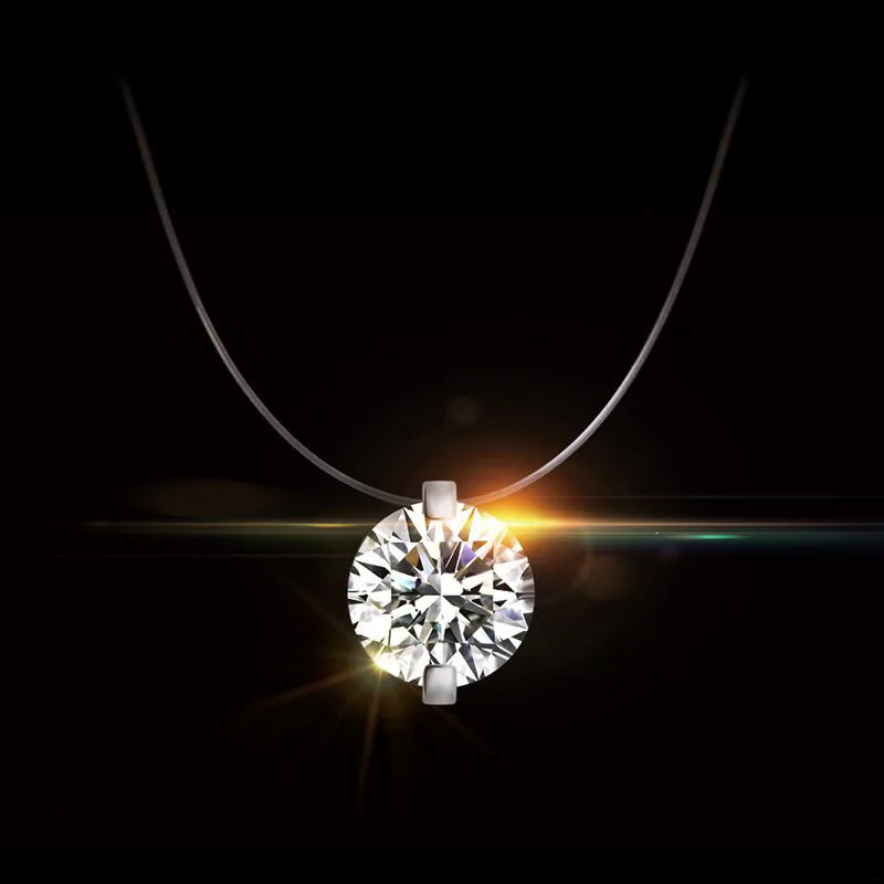 

Fashion Transparent Invisible Fishing Line Zircon Pendant Necklace Women 2016 New Jewelry Bijoux Elegannt All Match