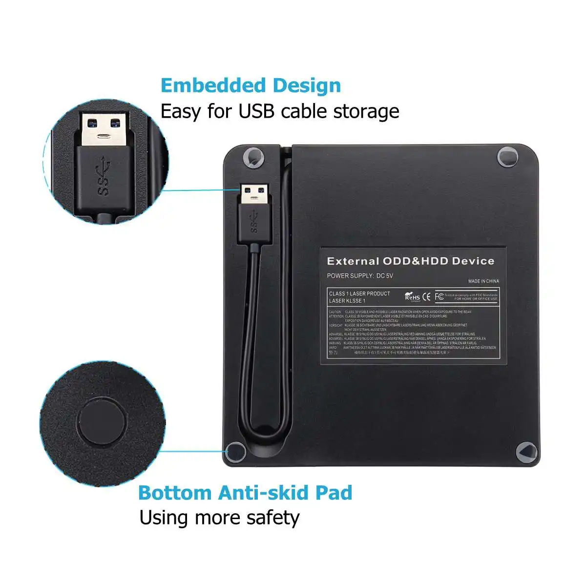  External USB 3.0 DVD RW CD Writer Slim Carbon Grain Drive Burner Reader Player For PC Laptop Optica
