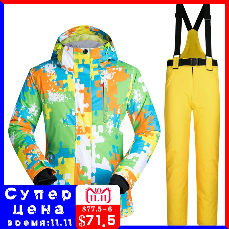 Ski Suit Men Brand Windproof Waterproof Breathable Warm Pants Snow Ski Jacket Sets Clothes Winter Skiing And Snowboarding Suits Ski Suit Men Brand Windproof Waterproof Breathable Warm Pants Snow Ski Jacket Sets Clothes Winter Skiing And Snowboarding Suits