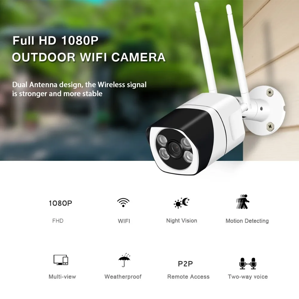 Besder 1080P IP камера WiFi уличная беспроводная домашняя камера безопасности двухсторонняя аудио ночное видение Обнаружение движения Металл водонепроницаемый