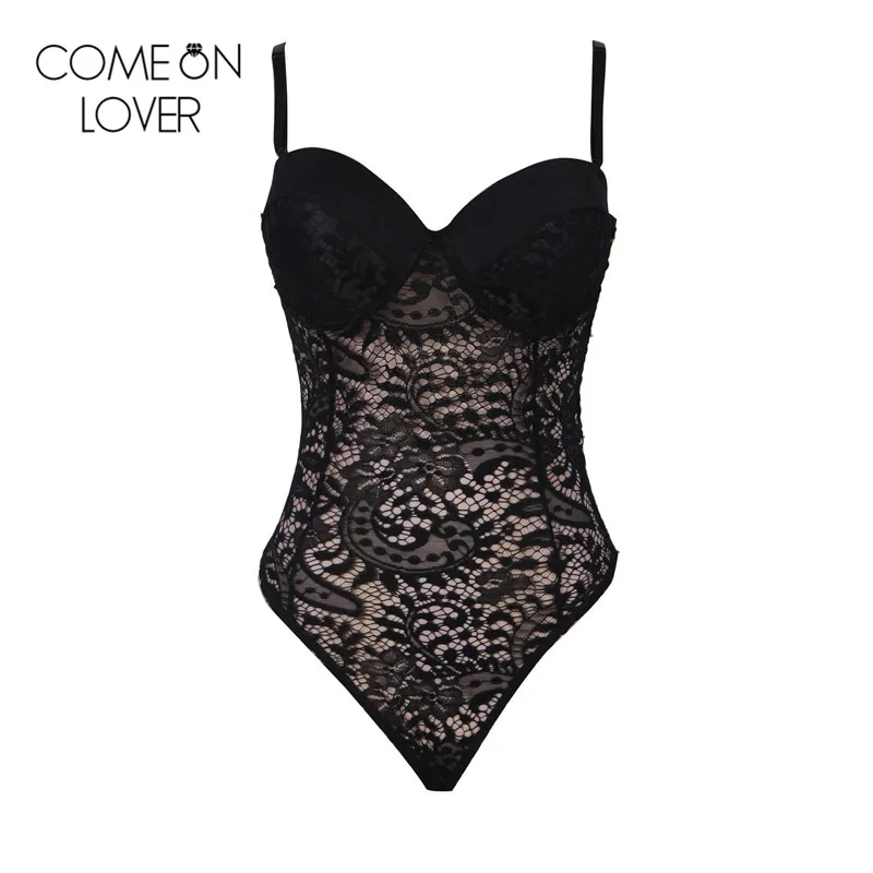 Comeonlover Summer bodysuit with bra pad straps lace bodysuit floral combinaison short femme bodysuits top jumpsuit R80285