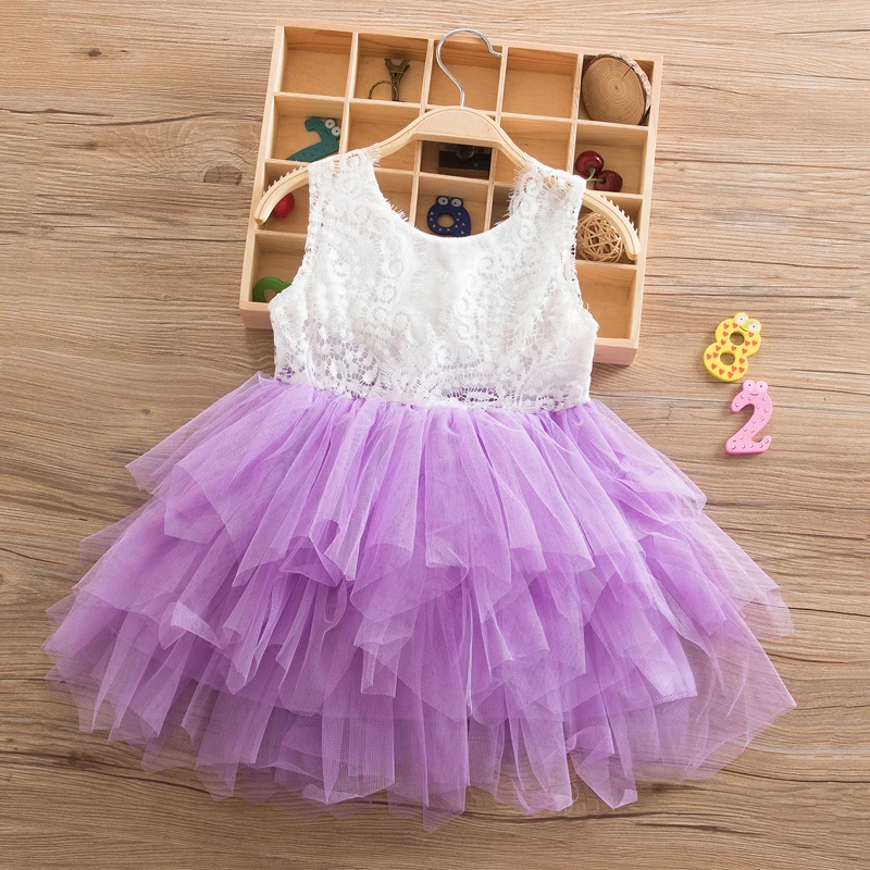 Летнее платье для маленьких девочек одежда для крещения Детские платья с v-образным вырезом на спине для девочек, праздничная одежда Детский Кружевной Костюм принцессы с цветами для девочек