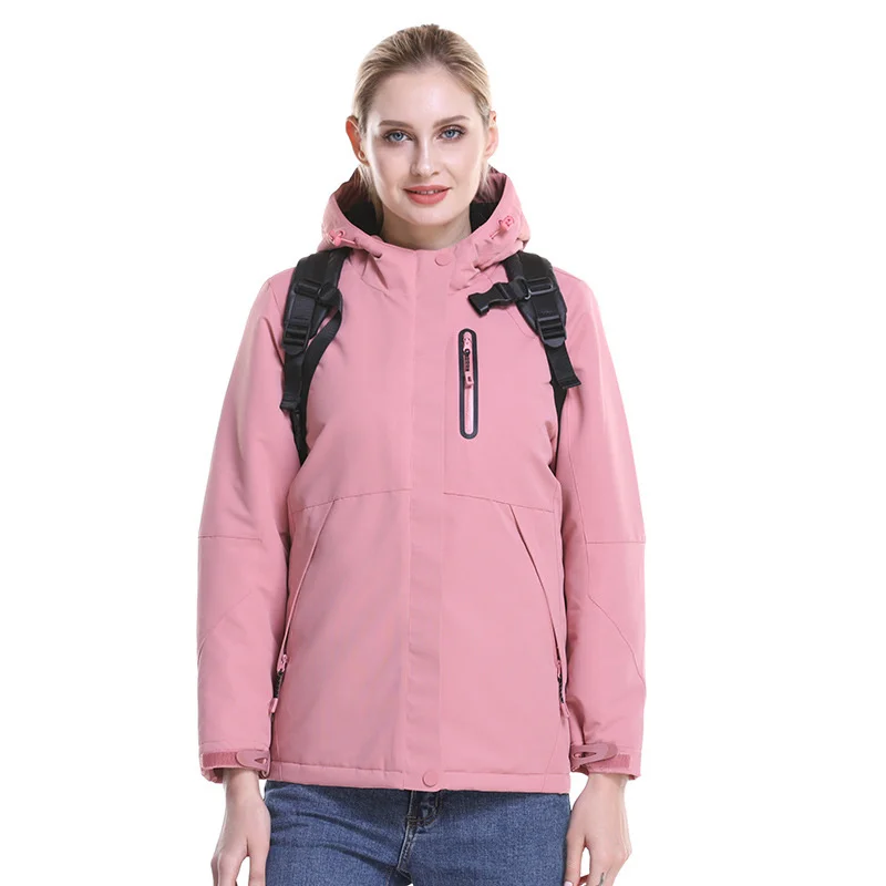 Для женщин и мужчин USB Отопление хлопковые куртки зимние толстые уличные водонепроницаемые ветровка для походов Кемпинг Треккинг альпинистские лыжные куртки - Color: Women Pink