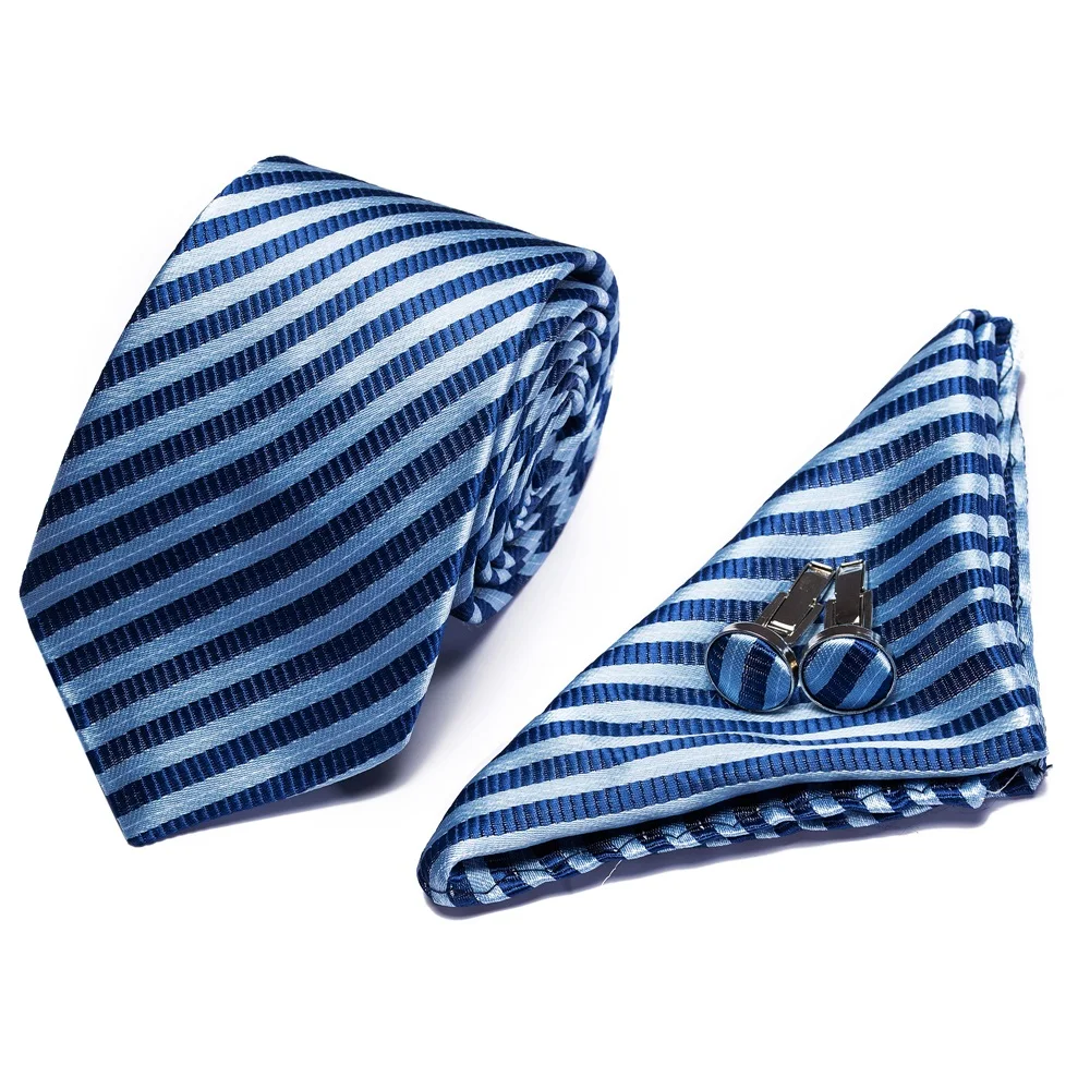 Удлиненные размер 145*7,5 см Ман полосатый галстук 100% шелк жаккардовый галстук Gravata платок запонки галстук комплект для мужчин