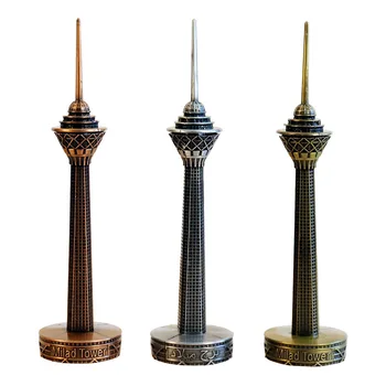 

Creative Famous Iran Modta Tower Figurines Ornaments Metal Crafts Tower Building Model Home Office Desktop Decor Household Gifts
