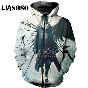 

LIASOSO 3D Print Women Men Hooded pullover Anime Naruto Sasuke Uchiha Matatabi Hoodies Sweatshirts Zipper Jacket Hip Hop X1130