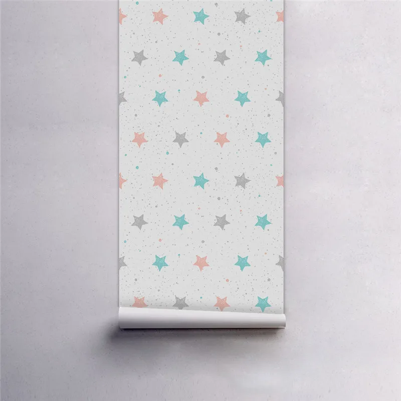 Wall Sticker Wallpaper Self adhesive Blue Pink Color Star Pretty Waterproof Home Decor Refurbished Furniture Office Bedroom DIY