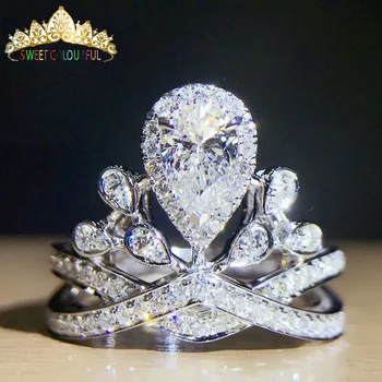 

Wedding 100% Moissanite Diamond Ring Genuine 18K 750 White Gold D color VVS MO-007