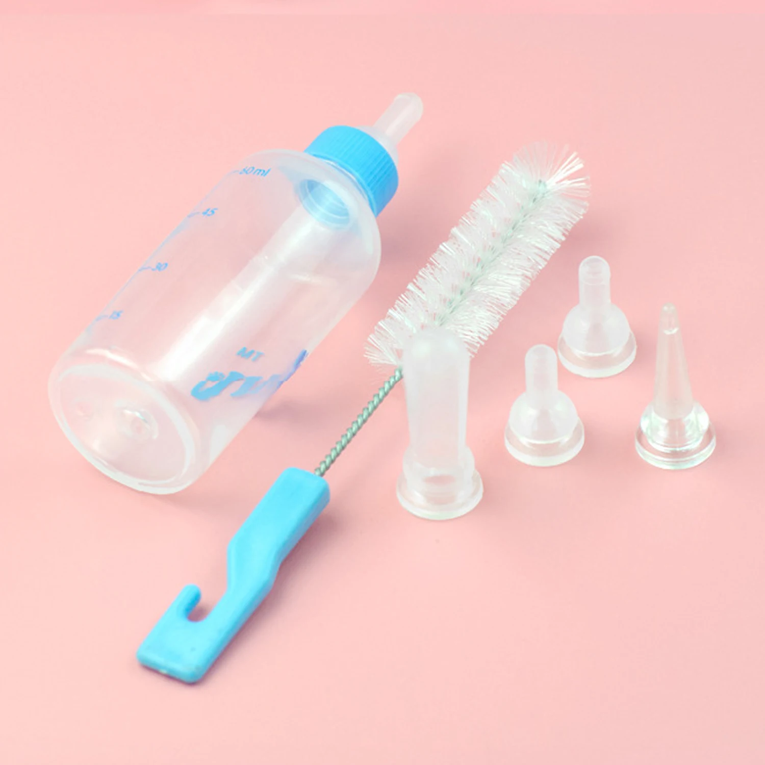

Behogar 60ml Pet Nurser Nursing Feeding Bottle Kits with Replacement Nipples for Kittens Puppy Small Animals Random Color