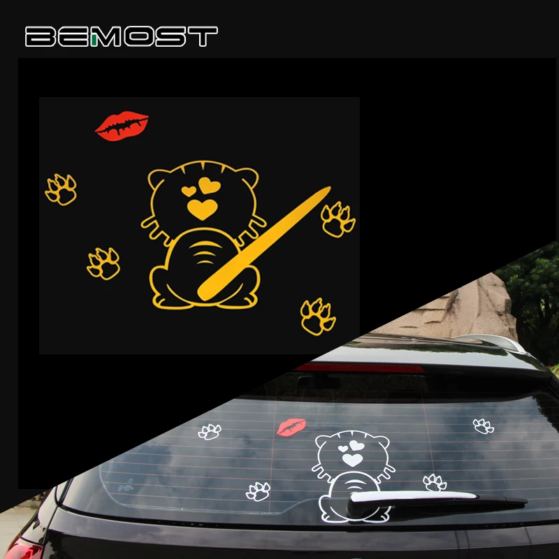 

BEMOST Car Styling Waterproof Cartoon Red Lips Cat Moving Tail Sticker Car Animal Window Wiper Decals Auto Accessories 5Sets